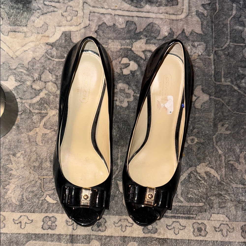 NEW Elegant Black Peep-Toe Women's coach wedges